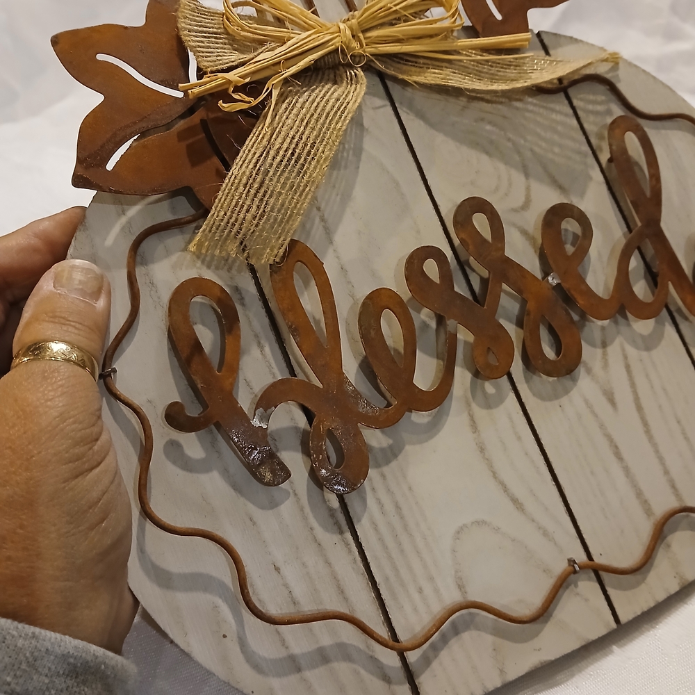 Rustic 'Blessed' Pumpkin Wall Decor